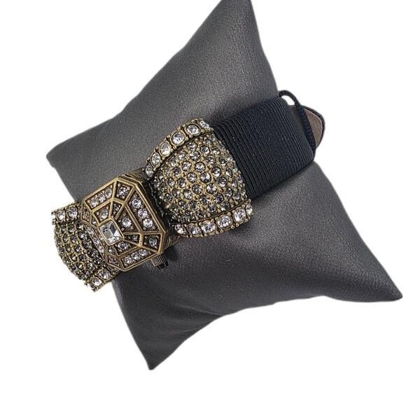 Heidi Daus Crystal Deco Bow Hidden Watch/Bracelet - Leather Band - New Battery - Picture 10 of 12